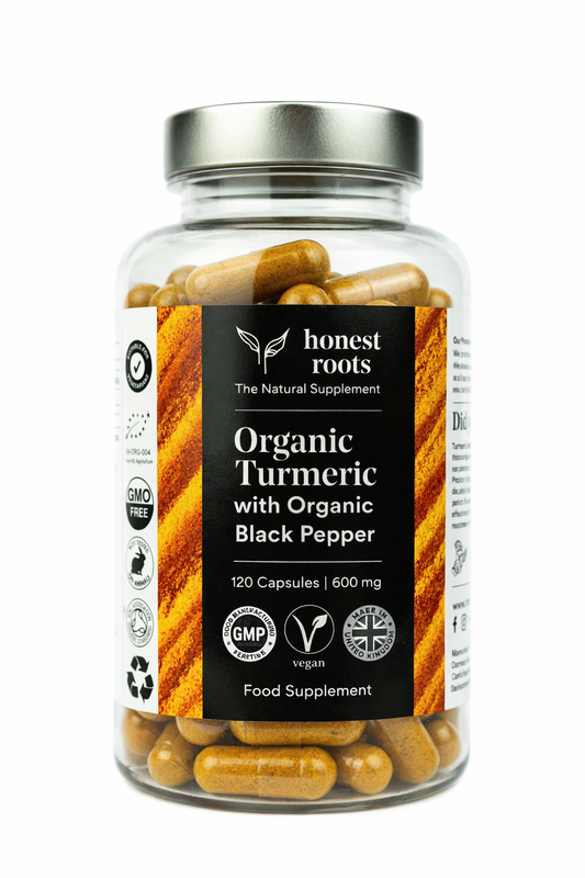 organic turmeric capsules with black pepper from honest roots UK
