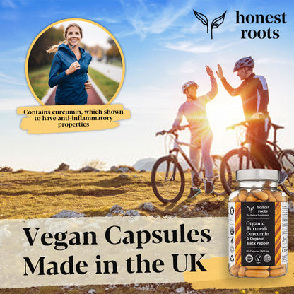 Organic Turmeric with Black Pepper - 360 Capsules (3 bottles for the price of 2!)