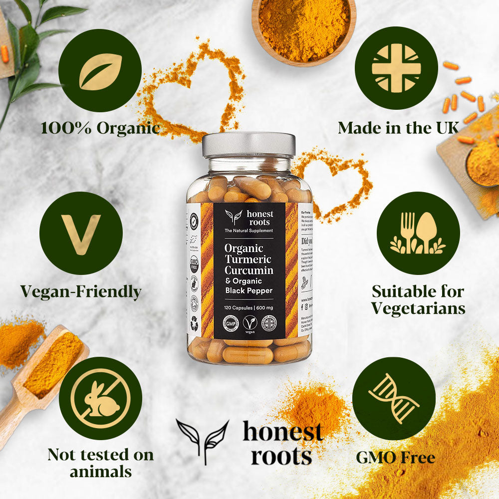 Organic Turmeric with Black Pepper - 360 Capsules (3 bottles for the price of 2!)